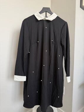 SHEIN Black Dress with White Accents